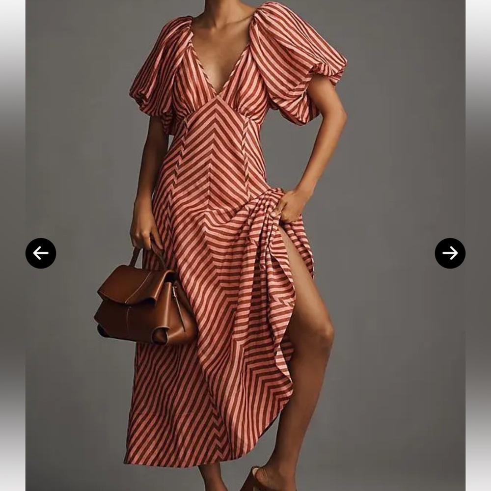 Lovaan Tess Puff Sleeve Linen Dress